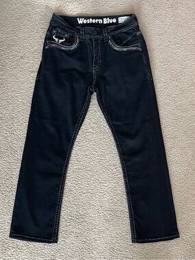 Western Blue Men’s Straight Fit Jeans-Black-34x30